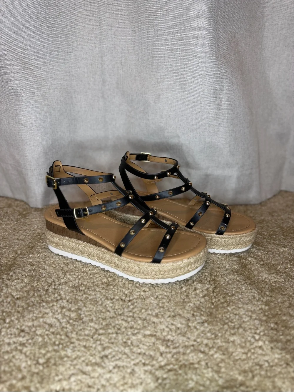 Black Studded Platform Sandals
